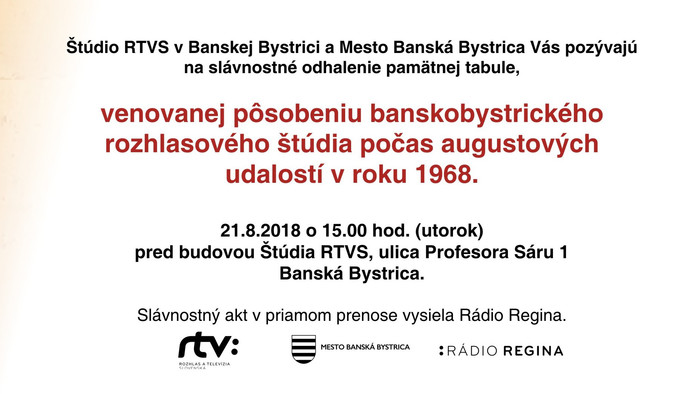 Pozvánka na odhalenie pamätnej tabule