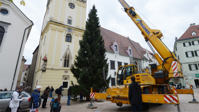 Christmas tree installed in the Slovak capital