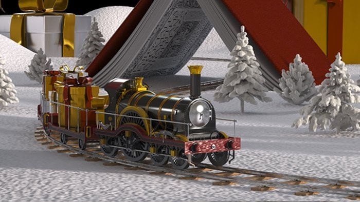 Mikuláš s čertom a anjelom jazdí poľnou železničkou