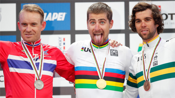 Велогонщик Петер Саган в третий раз подряд стал чемпионом мира