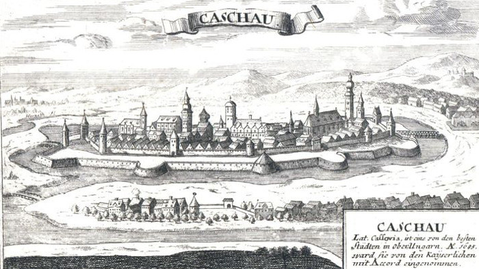 Historischer Augsburger Kupferstich von Košice gefunden
