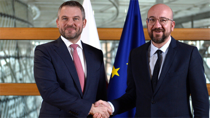 Rencontre de Peter Pellegrini et Charles Michel à Bruxelles