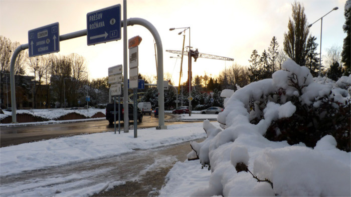 Первый снег в Попраде 