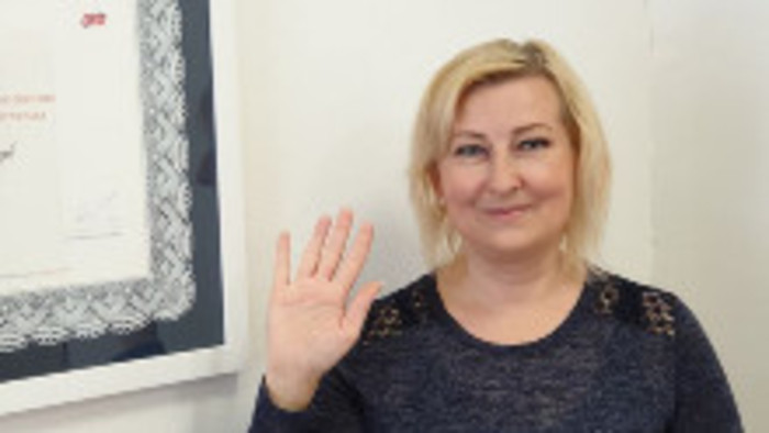 Prekladateľka do posunkovej reči Eva Šoltýsová
