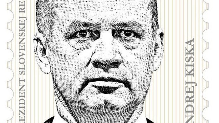 Почтовая марка с портретом нового президента Словакии