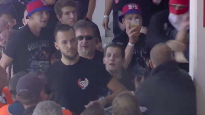 Zvolen Ultras riot at ice hockey game in Hungary