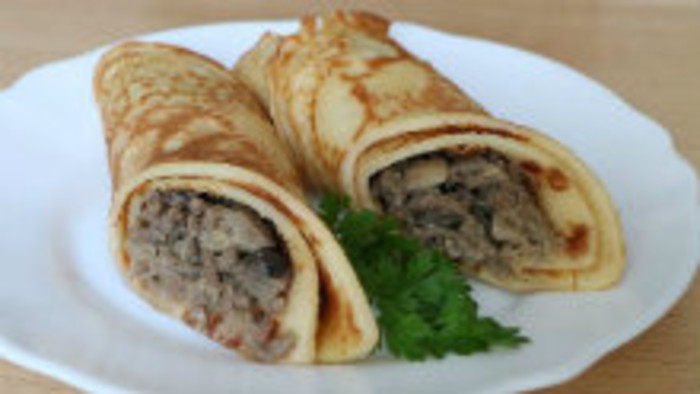 Mäsové palacinky s hríbovou omáčkou