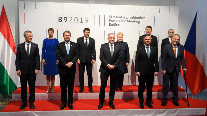 Les Présidents du B9 et le secrétaire général de l’OTAN à Košice  