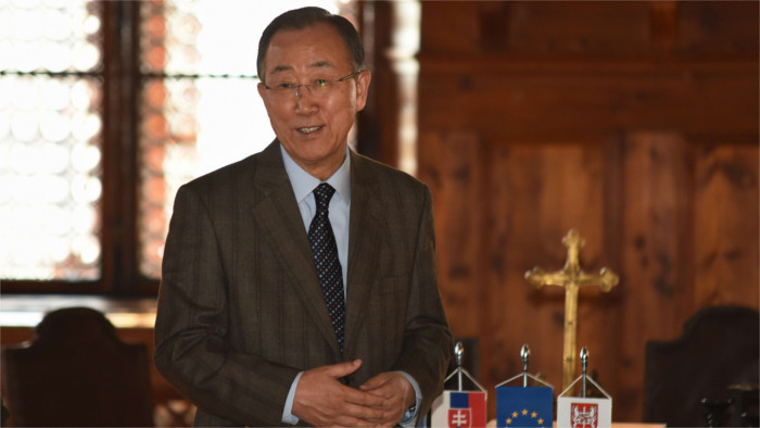 UN General Secretary Ban Ki-moon visiting Slovakia 