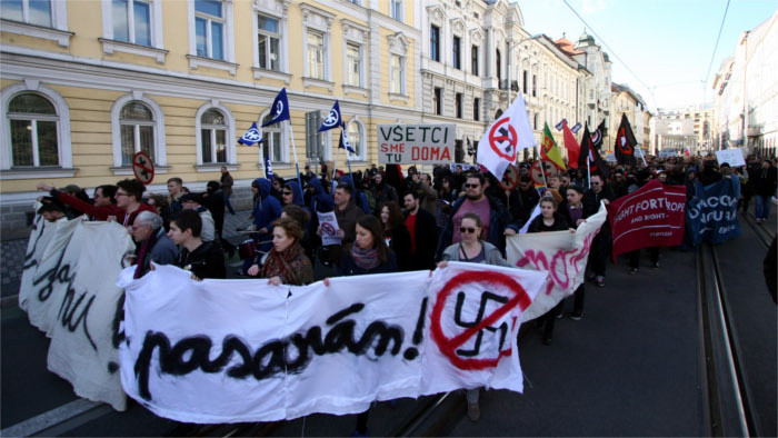Manifestación contra el fascismo en Bratislava