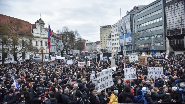 "Stand up for a decent Slovakia" marches underway nationwide