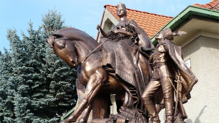 Bronze statue of Maria Theresa displayed in Bratislava