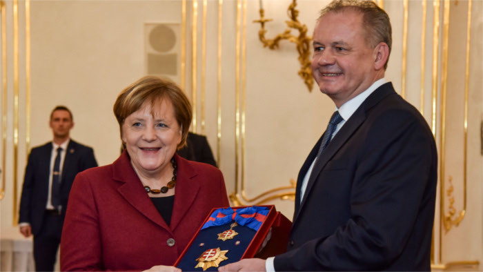 Prezident ocenil nemeckú kancelárku