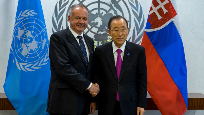 El presidente Andrej Kiska se entrevista con Ban Ki-moon