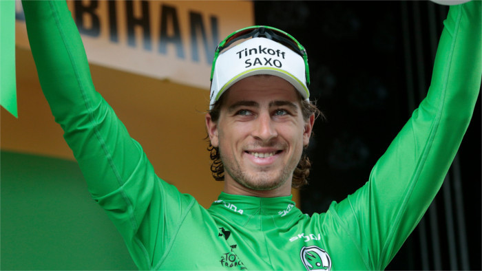 Peter Sagan at TdF in both green and white jersey