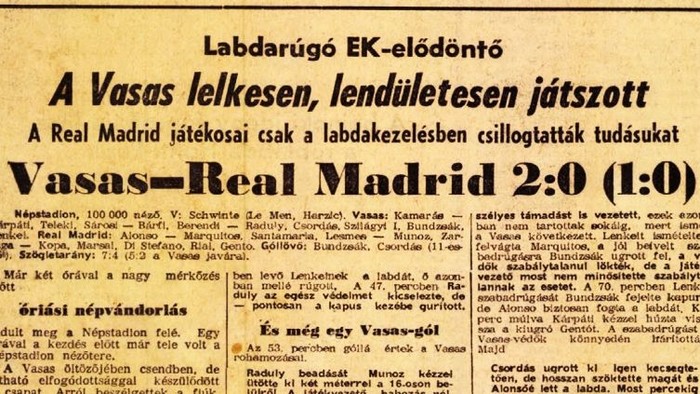 Amikor a Vasas 2:0-ra legyőzte a Real Madridot