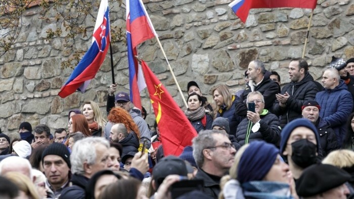 Pyrotechnics injures two police officers at protests