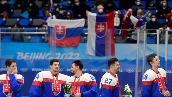 Célébration des hockeyeurs, médaille olympique de bronze