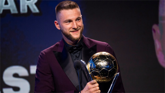 Milan Škriniar elegido por tercera vez consecutiva mejor futbolista del año