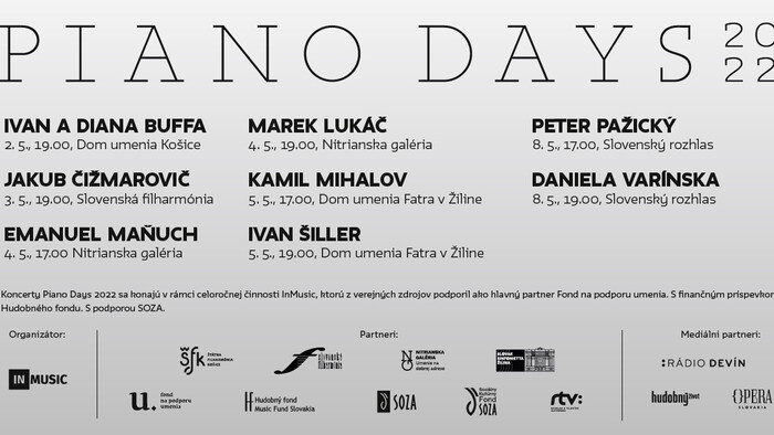 Prvý májový týždeň bude patriť 2. ročníku festivalu Piano Days