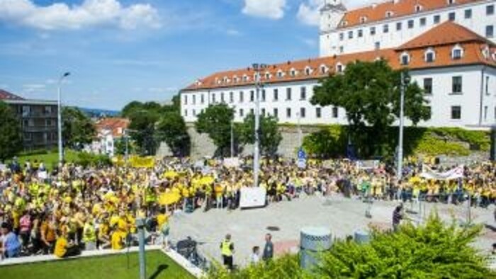 Protest učiteľov v Bratislave