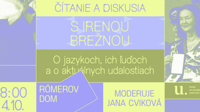 V Rómerovom dome v Bratislave bude dnes diskusia s Irenou Brežnou