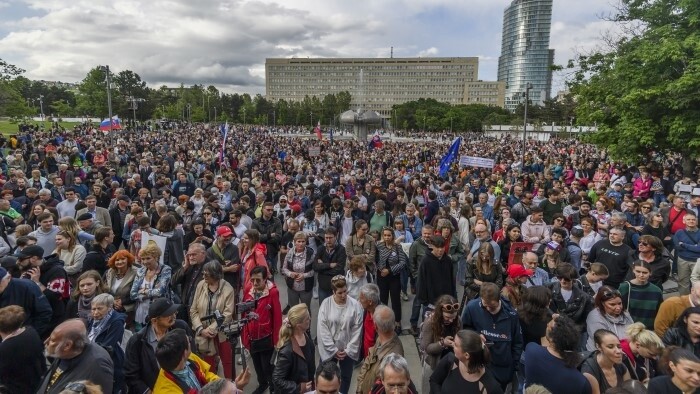 Manifestation pour le soutien de RTVS