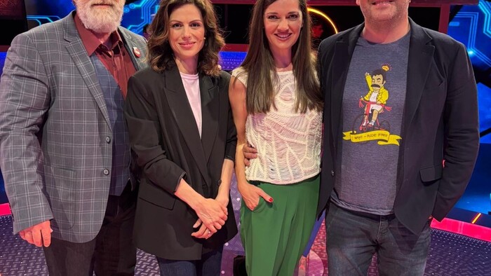 Čo ja viem, Michal Ďuriš. Kristína Turjanová, Hana Rapantová  a Martin Mňahončák.JPG