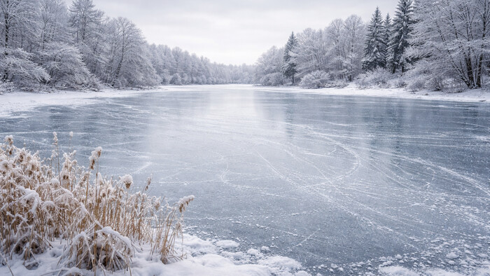 Rybník v Parchovanoch počas zimy
