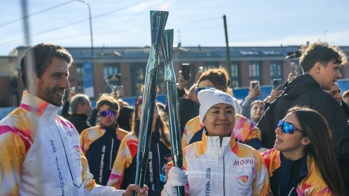 Olympische Fackel im Slowakischen Dorf begrüßt