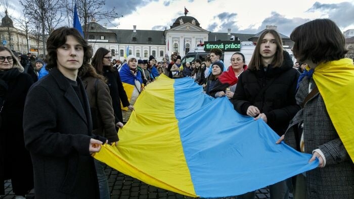El aniversario de la guerra en Ucrania se conmemoró en Bratislava con una Marcha de Solidaridad 