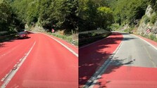 Nezvyčajný pohľad čaká vodičov na ceste popod Strečno: Frekventovaný úsek pokryl špeciálny náter