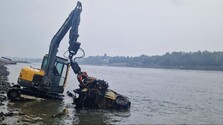 Nízka hladina Rýna v Nemecku odhalila vrak auta s ľudskými pozostatkami