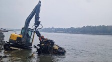 Nízka hladina Rýna v Nemecku odhalila vrak auta s ľudskými pozostatkami