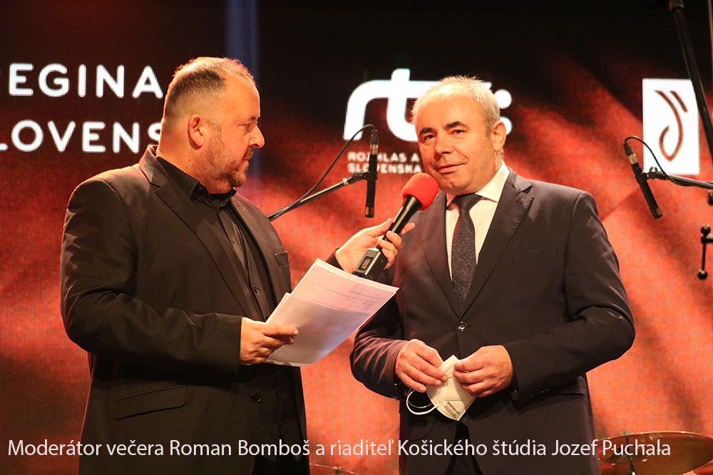 KZP Moderátor večera Roman Bomboš a riaditeľ Košického štúdia Jozef Puchala